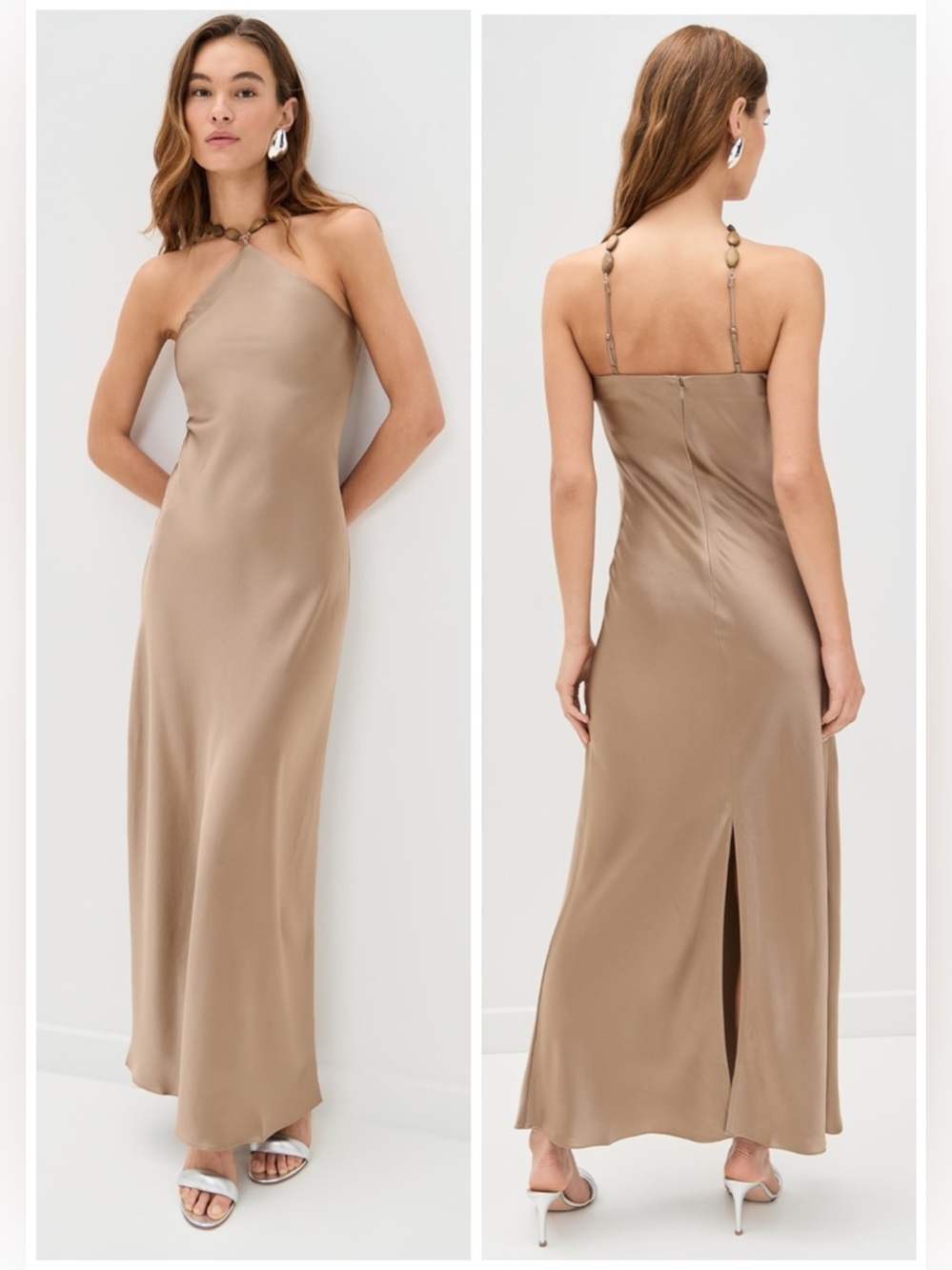 STAUD Cadence Dress in Dune Beige Brown SZ US 0